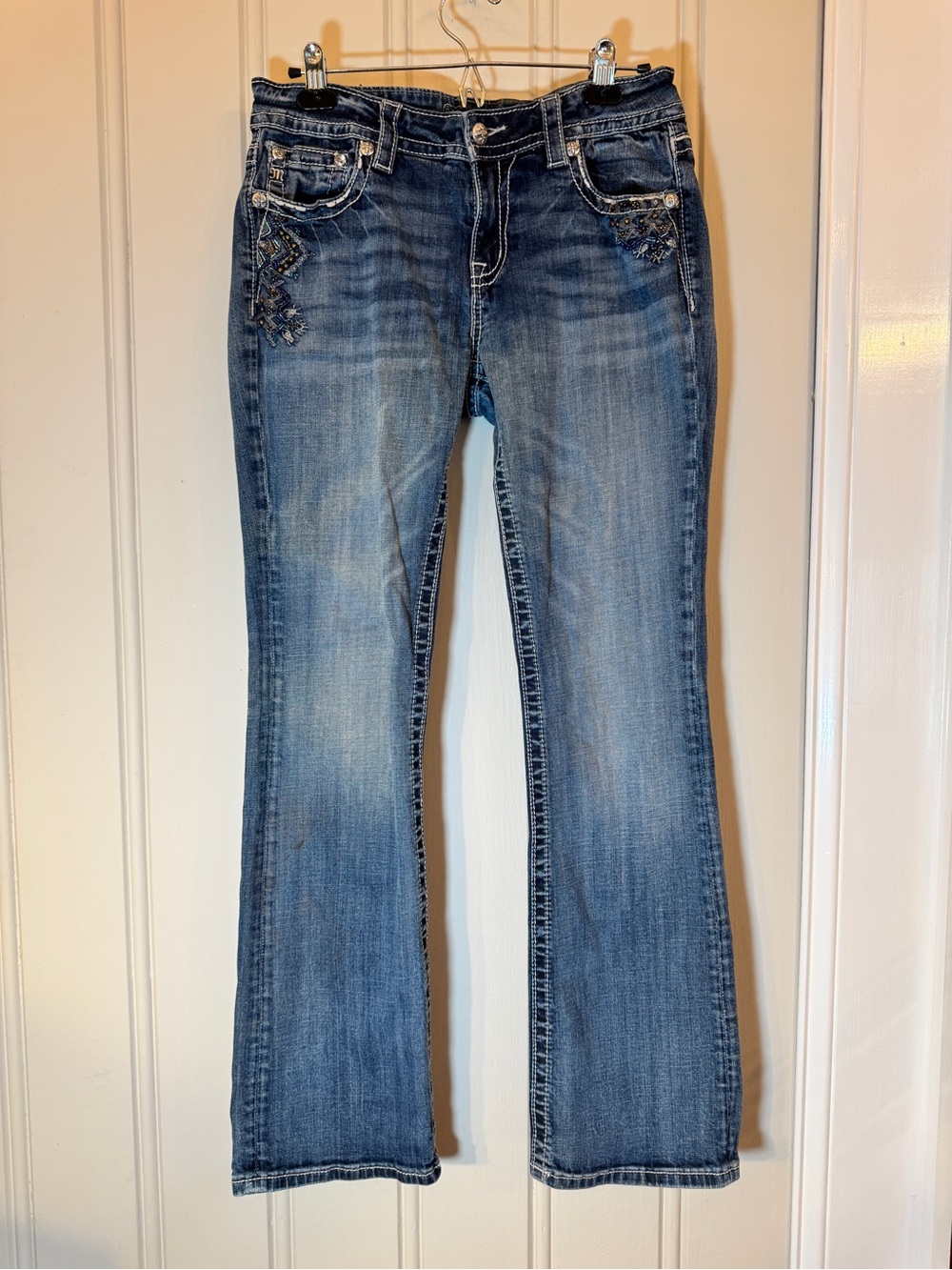 Miss Me Embellished Bootcut Jeans Rhinestone Bling Y2K Western Denim